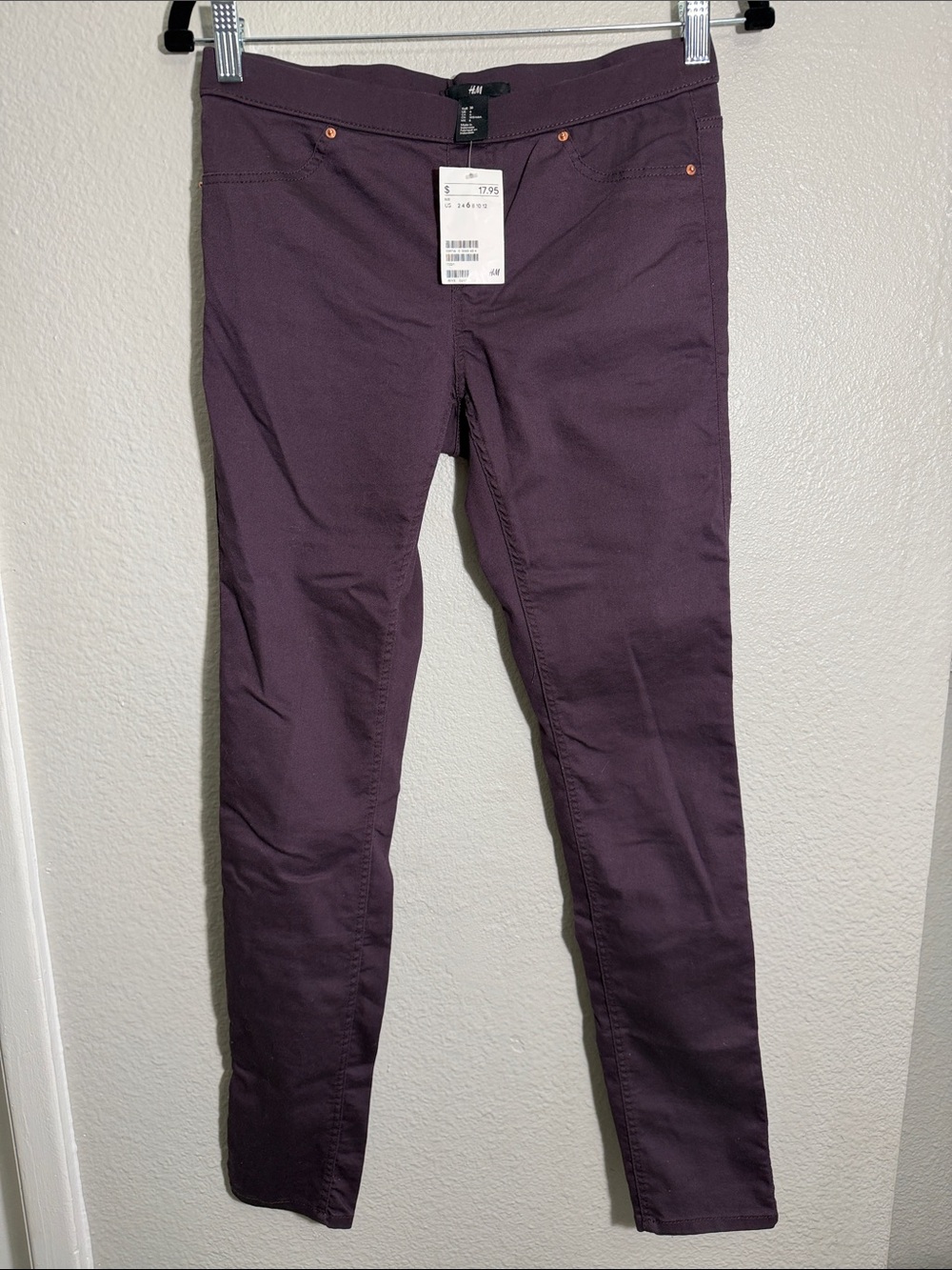 H&M Women’s Deep Plum Purple Skinny Pants Stretch Size [talla]